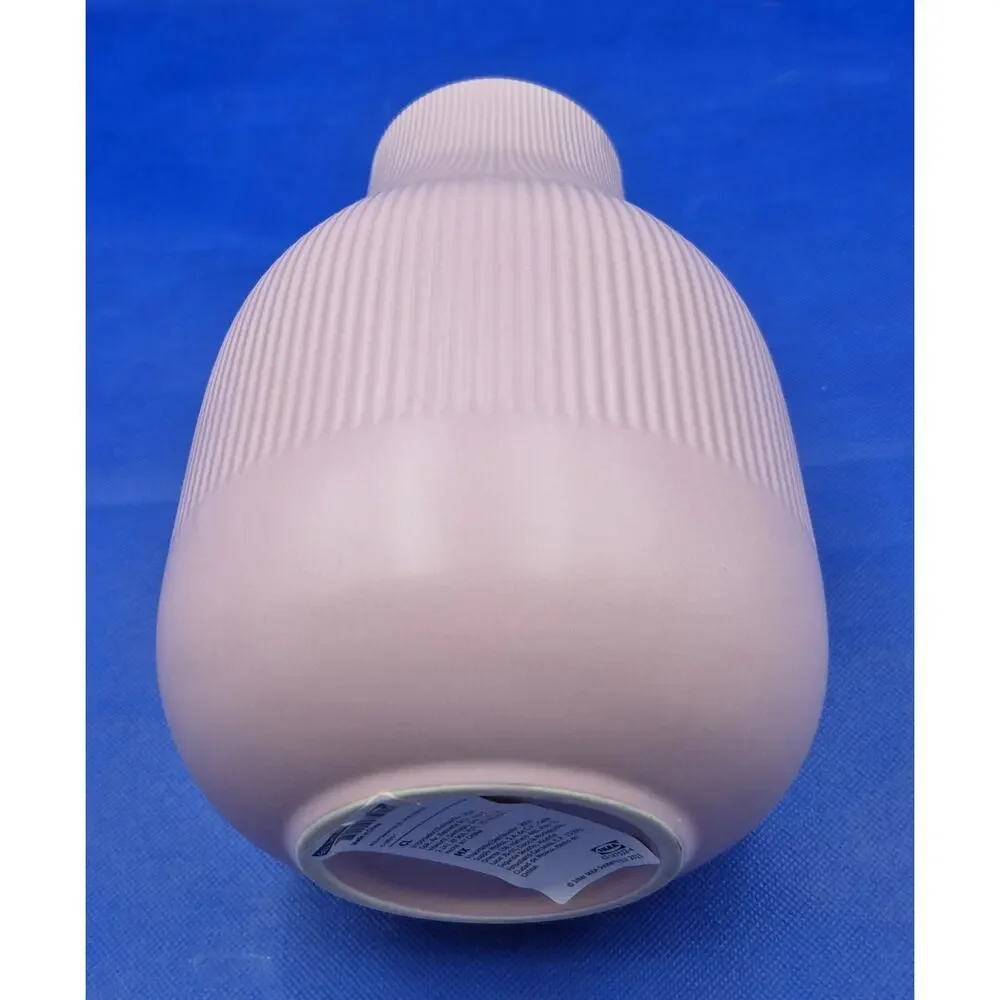 IKEA Gradvis Matte Pink Blush Ribbed Ceramic Vase 9.25